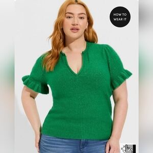 Ruffle short sleeve Sweater